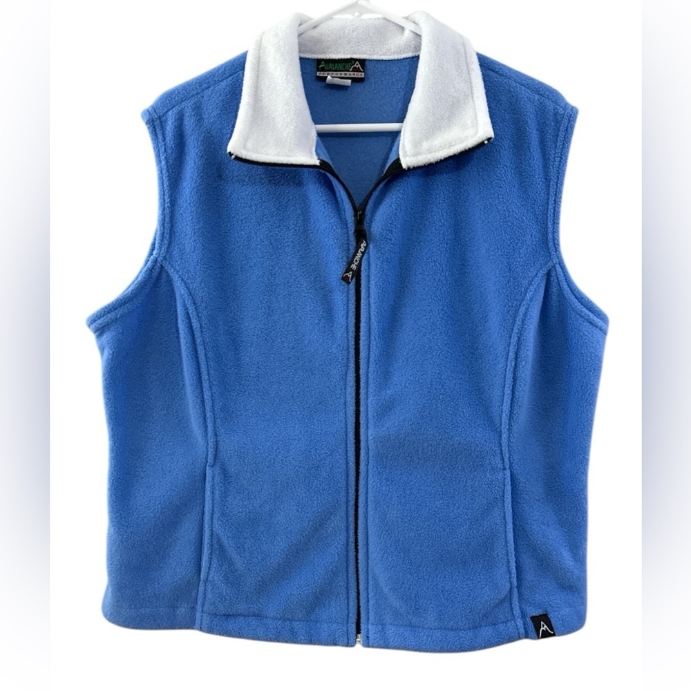 Avalanche Performance Women's Blue Fleece Sweater Zip Vest, zip pockets SzXL